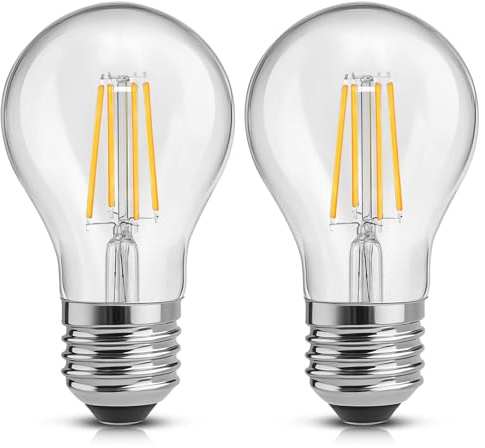 Morotty E27 LED Edison Glühbirne, Filament A60 LED Lampe 4W Ersatz für 40W Glühbirne, 220V Led Birnen 2700K Warmweiß，400lm，Nicht Dimmbar, 2 Stück