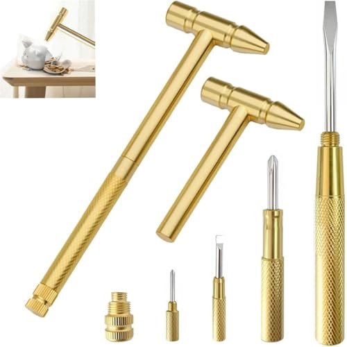 6 In1 Micro Mini Multifunction Copper Hammer, Portable Metal Mini Tool Hammers, Miniature Copper Hammer and Screwdriver, for Repair and Home Use (1)