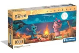 Clementoni Puzzle Panorama Disney Stitch 1000 Stücke, Compact Box - Puzzle für Erwachsene 14-99 Jahre, Geschenk für Mann und Frau, Made in Italy, 37061