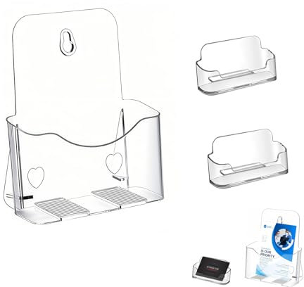 ORARTMM 2 Stück Flyerständer aus Acryl mit Visitenkartenhalter,Transparente Flyerhalter für Prospekte, Broschüren & Werbung .Flyer Aufsteller & Prospekthalter für Tisch oder Theke