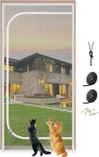ZUYINBULUO Porta for Gatti, Zanzariera AntiGraffio for Gatti, Cerniere Bifacciali Che Impediscono Ai Cuccioli di Scappare di Casa.(90x220cm)