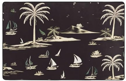 Bryptxztxt Waschbarer Teppich, Palmen-Teppich für Wohnzimmer, 100 x 150 cm, weicher Flanell-Teppich, rutschfeste Unterseite, leicht zu reinigen, Bodenteppich für Esszimmer, Küche, Heimbüro