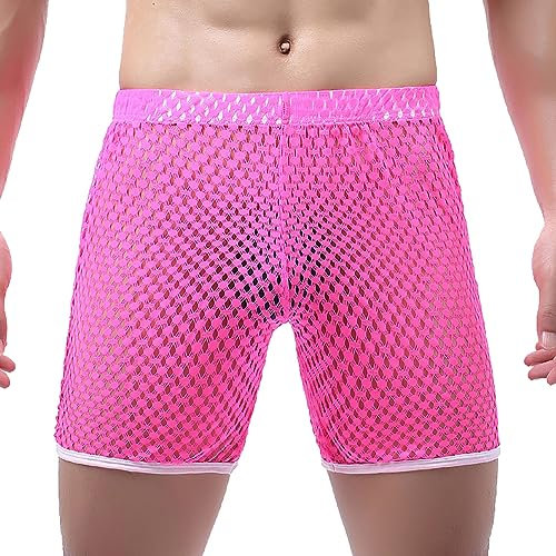 Pantaloni da nuoto da uomo, corti da uomo, in rete Holh, pantaloncini da bagno, leggeri e ariosi, ad asciugatura rapida, da surf, dritti e casual, Colore: rosa., XL