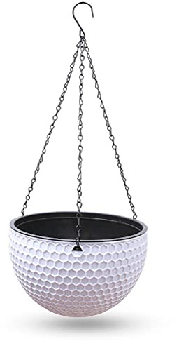 Masyrt Pots de plantes suspendus, 16 cm, intérieur en plastique et rotin blanc, panier suspendu (#3)