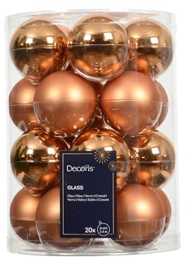 Kaemingk Weihnachtskugeln Glas 6cm x 20 Stück - matt & glänzend - Christbaumkugeln Weihnachtsbaumkugeln für Weihnachtsbaum zu Weihnachten - Christbaumschmuck & Weihnachtsbaumschmuck - Brandy