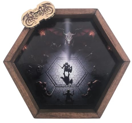 Hexagonale Würfelbahn aus Buchenholz mit Fantasy-Aufdruck (nur gegen alle)