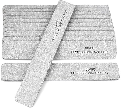 SALVMARY Professional Nail Files 80/80 Grit Double Sided Emery Boards for Nails Shaping and Styling Manicure Tools Set for Home & Salon Use 12Pcs