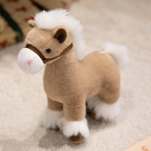 Xiyocadt Pferde Plüschtier, 27cm Pony Kuscheltier,Das Niedliche Geschenk für Pferdefreunde,Tiere Stofftier Spielzeug Pup für Kinder Jungen und Mädchen (Khaki)