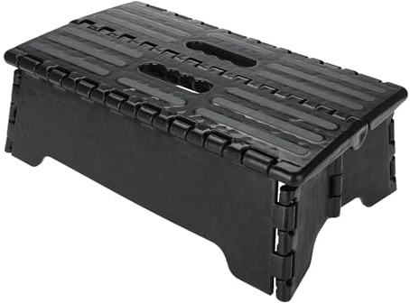 ROHMRHIE Sgabello Pieghevole Portatile Scaletta Nera Robusta e Leggera per Anziani Incinte Bagno Viaggio USA plastica Premium 38 Pollici