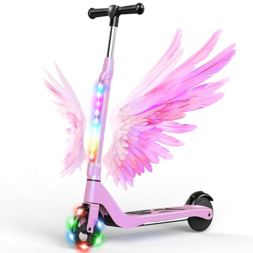 SISIGAD Monopattino elettrico per bambini da 6 a 10 anni, scooter elettrico per bambini da 5,3 pollici con luci LED e 3 altezze regolabili, carico massimo 70 kg, velocità massima 10 km/h, autonomia