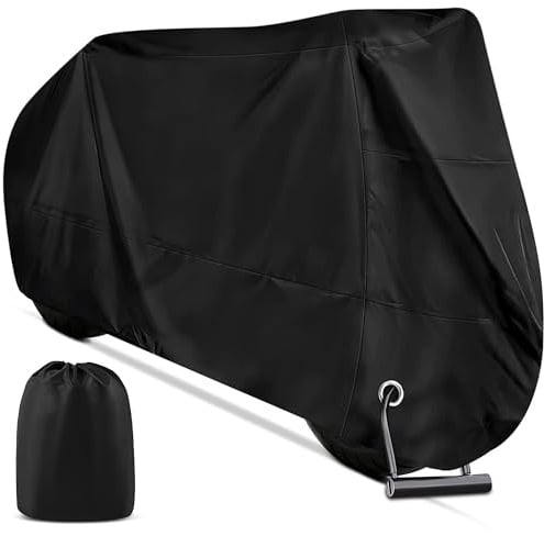 BAVATEE Vattentätt motorcykelskydd, 210D Polyester Utomhus Motorcykelskydd | Skydd för motorcykel, 210D vattentät, solskyddande och kölddisolerande. Använd för motorcyklar/elcyklar.(245x105x125cm)