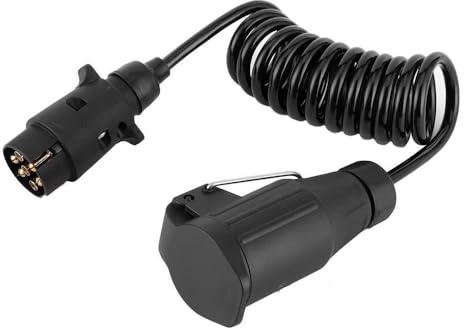 Calenxy Adapter Anhänger 7 auf 13 Polig 2M, Anhänger Verlängerungskabel 7 auf 13 Polig Adapter, Anhänger Spiralkabel für Caravan,Wohnwagen,PKW,LKW,Trecker,Bootstrailer,12V Anhänger Kabel