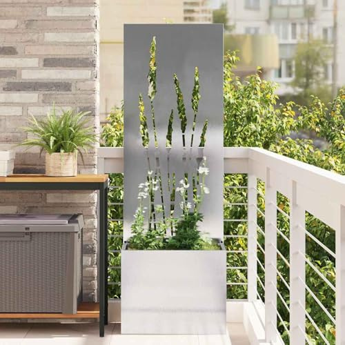 Gecheer Garten Sichtschutz-Leinwand Silber 50 x 140 cm Edelstahl, Elegante Sichtschutzelemente Gartendeko-Wand für Balkon Pool Eingangsbereich und Hotel876466