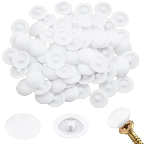 100pcs White Screw Caps Covers – 12MM Plastic Decorative Screw Caps – Snap-In Cross Head Screws Protection Covers for Cabinet Furniture Assembly – Waterproof DIY Hardware Cover