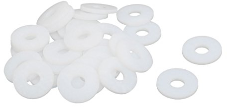 sourcing map 30St PTFE Flache Unterlegscheiben Dichtung 18mm AD 6mm ID 2mm Dicke Weiß