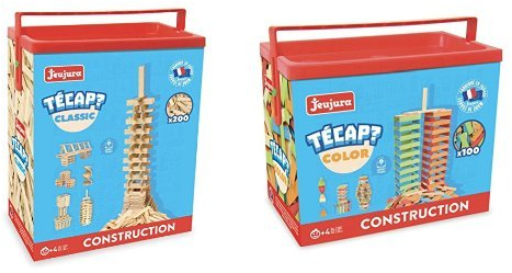 Pack JeuJura - Jouet en bois - Tecap Classic Baril 200 Planchettes et Tecap Color 100 Pièces