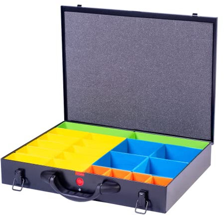 DJM Direct Metal Storage Screw Fixing Organiser Tool Compartment Box Case Black (Large (440 x 330 x 66mm))