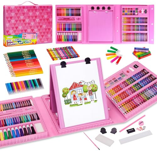 Artworx 208 Piece Painting and Colouring Set - Kids Art Set With Case & Easel - Drawing Set for Kids - Gift for Girls & Boys - Arts & Crafts Supplies for Juniors Age 6-12