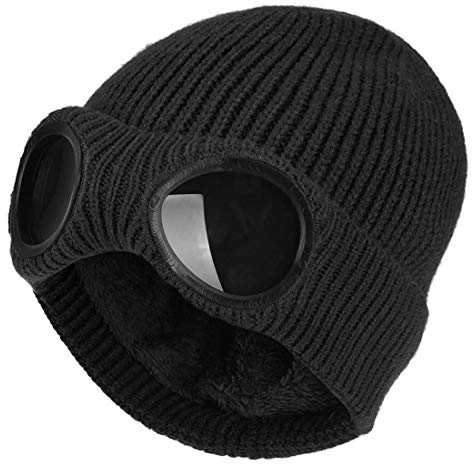 Xrdss Strickbrille Klobig Mütze Hut für den Winter für Herren Einheitsgröße Schwarz