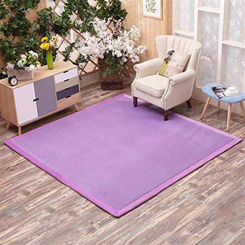 Insun Shaggy Teppiche mit Bordüre Einfarbig Teppich Antirutsch Abwaschbar für Wohnzimmer Esszimmer Gästezimmer Jugendzimmer Babyzimmer Violett 100x100cm