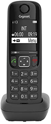 Gigaset AS690 Téléphone Portable sans Fil avec Mains Libres de Haute qualité, Clavier Lumineux et Grand écran, liste Noire, liste d'appels Faits, reçus et perdus, Noir