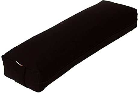 Yogabox Pranayama Yogakissen Basic mit Buchweizenschalen Füllung, Waschbarer Bezug aus 100% Baumwolle, für Atemübungen beim Yoga und für die Rückenstabilisierung, schwarz