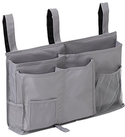 EBETA E Bett Tasche Bett Organizer Hochbett Aufbewahrungstasche für Buch, Magazin, Spielzeug, Handy, Kopfhörer (Grau)