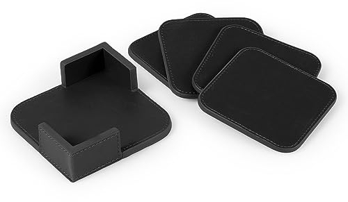 Londo Untersetzer aus Leder (4er Set) - Premium Tischuntersetzer für Kaffeeglas, Getränkeglas - rutschfeste Oberfläche