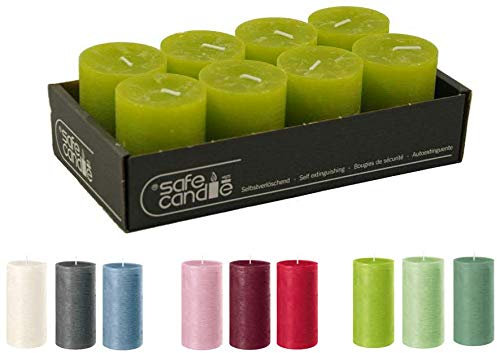 Hochwertige & Rustikale Stumpenkerzen – 8 Stück - Wachskerzen/Rustickerzen/Adventskerzen Weihnachten (Limone Grün, Klein: Höhe 8cm / Ø 6cm)