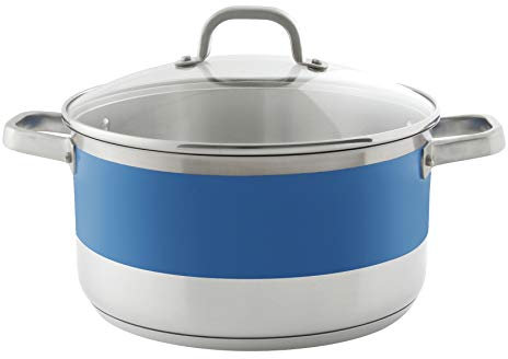 Chantal Stripes Cookware Faitout en acier inoxydable Bleu 6 l