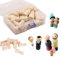 50 Stück Holzfiguren Puppen, Figuren Holzfiguren, Holzfiguren Mädchen Dekoration Kleine Holzfiguren zum DIY Holzfiguren Hochzeit Geburtstag Dekoration Bemalen Basteln Holz (Mit Transparenter Box)