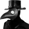 PartyCostume Pest Doktor Maske Schwarz Leder Lange Nase Vogelschnabel Steampunk Masken Kostüm Requisiten für Masquerade Ball Halloween Party Karneval Cosplay