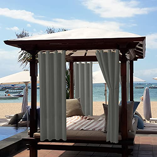ele ELEOPTION Outdoor Vorhang Wetterfest, Outdoor Vorhang mit Ösen Blickdicht Vorhang Sichtschutz und Sonnenschutz, Outdoor Gardinen für Terrasse Balkon Hof (2 Stücke/ 132 X 275cm, Dunkelgrau)