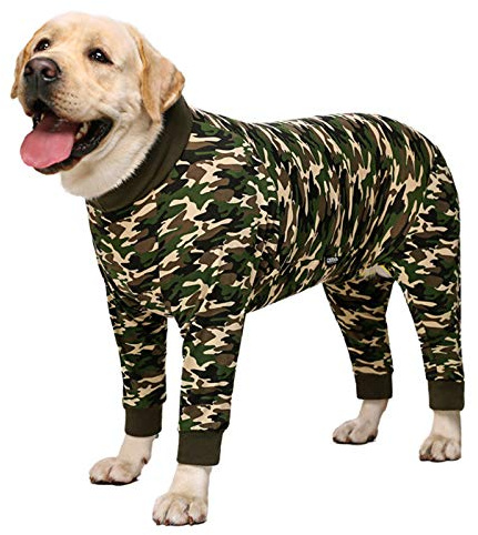 Hundebekleidung, liebliche elastische Hunde-Schlafanzüge, staubdichte Anti-Haar-Schlafkleidung, vierbeiniges Kleidungsstück, Overall für mittelgroße und große Hunde (66 cm, Grüne Tarnung)