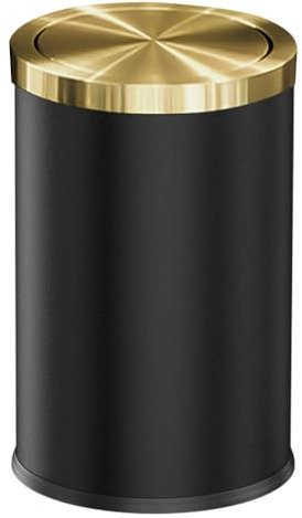 LEASYLIFE Schwarzer Badezimmer-Mülleimer, 9 l, goldfarben, kleiner Mülleimer mit Deckel, Mülleimer für Badezimmer, Hotel, Büro, Mittagessen, Puderzimmer, Metallic-Gold (schwarz)