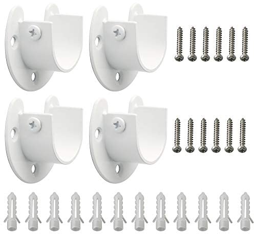 SAYAYO Kleiderstangen Halterung Stangenhalterung Edelstahl Verstellbar für Kleiderstangen mit 28mm Durchmesser Rundrohr Halterung Weiß für Kleiderschrank, Balkon, Badezimmer, EFL8001UW-4P-FR