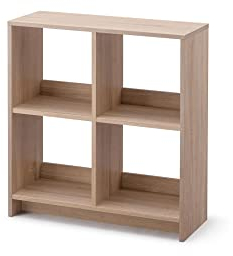 Iris Ohyama, Libreria Cube/Scaffale a giorno in legno/Mobile con 4 ripiani/Ripiano a giorno in legno, Modulare,Design, Ufficio, soggiorno, biblioteca - Wood Open Shelf - WOS-4 - Marrone chiaro