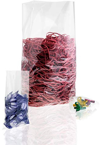 WPTrading - 100 Stück Flachbeutel 250 mm x 400 mm (25my) Transparent Groß - LDPE-Folien Beutel lebensmittelecht - Plastikbeutel zur Verpackung, Aufbewahrung & Befüllen von Lebensmittel & Kleinteilen