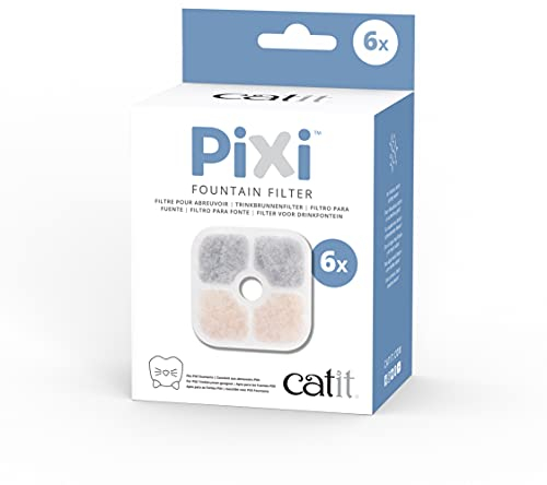 Catit 43722 Pixi Ersatzfilter, Trinkbrunnenfilter für die Catit Pixi Trinbrunnen, 6er Pack, Weiß