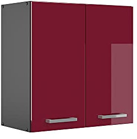 Vicco elément Haut de Cuisine R-Line, Rouge Bordeaux Haute Brillance/Anthracite, 60 cm