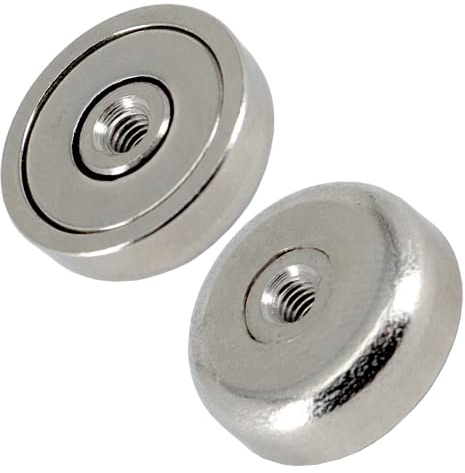 2 Stück Neodym Magnete mit Gewinde M3 Loch Bohrung 16mm Topfmagnete Extra Stark 5KG Mit Innengewinde Schraubbar Flachgreifer Magnet Rund Gewindebohrung