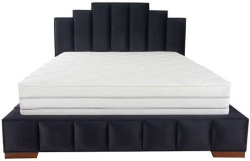 Casa Padrino Letto Matrimoniale di Lusso Viola/Marrone - Varie Misure - Letto Moderno con Materasso - Mobili da Camera da Letto, Grösse:140 x 200 cm