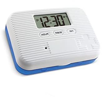 Lifemax Large Vibration Pill Box - Dementia Friendly Pill Organiser with 5 Daily Audible & Vibration Reminders, 6 Easy Open Compartments, LCD Time Display, Ideal for Seniors, Compact & Pocket Sized