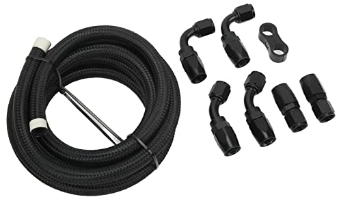 Ölleitung, 3-Meter-Kraftstoffleitungs-Schlauchsatz AN6-Schlauchfitting-Adapter Aluminium-Nylon für Kühlmittel-Hydrauliköl
