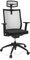 hjh OFFICE 657633 Bürostuhl ergonomisch Aspen White PRO Schreibtischstuhl mit Verstellbarer Kopfstütze, Netzrücken, Stoff Schwarz