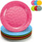 Dicunoy 6 Stück Melamin-Teller, Unzerbrechliches Speiseteller Set, 28cm Runde Salatteller Kunststoffteller, Plastik Essteller Mehrweg,Sommer bunte flache Unterseite Gerichte für Mittagessen,Picknick