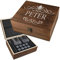7-TLG Whisky Set mit Wunschgravur - Motiv: Ornament - 1x personalisierte Holzkiste - 2X Tumbler, 9X Kühlsteine, 1x Beutel, 1x Stahlzange - Geburtstag, Weihnachten - Gentleman - Papa, Vater