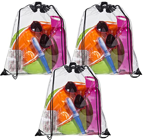 Palwin 3 Stück Transparenter Turnbeutel, Stilvoll sportrucksack Mit Kordelzug Wasserfester Gymsack Für Jungen, Mädchen, Damen, Fitness, Schwimmen,Festival,Schule, Outdoor, Reisen