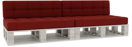 Gutekissen® Palettenkissen Gesteppte Kissen mit Knöpfen, Palettenauflagen Sitzkissen Rückenlehne Gesteppt PFG 2xSet (Sitzkissen 120x80 +Rückenlehne 120x40), Burgund