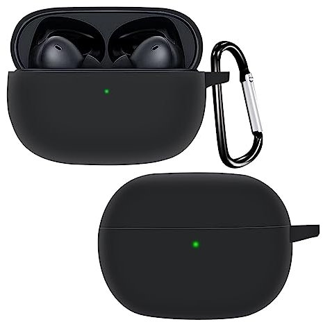 SEIAIYG Custodia per Xiaomi Redmi Buds 4 Pro Cover, Ultra Sottile Silicone Antiurto Protettiva Caso Case con Moschettone per Xiaomi Redmi Buds 4 Pro (Nero)